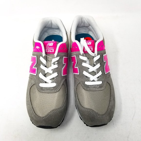 New Balance 574 Girls Running Sneaker Grey Pink - Picture 5 of 12